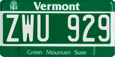 VT license plate ZWU929