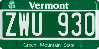 VT license plate ZWU930