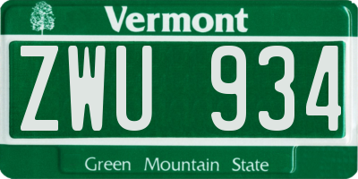 VT license plate ZWU934