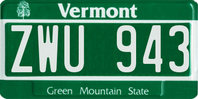 VT license plate ZWU943