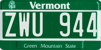 VT license plate ZWU944