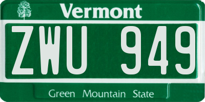 VT license plate ZWU949