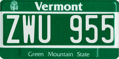 VT license plate ZWU955