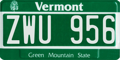 VT license plate ZWU956