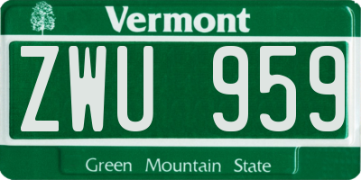 VT license plate ZWU959