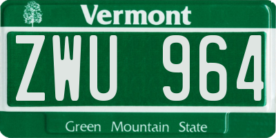 VT license plate ZWU964