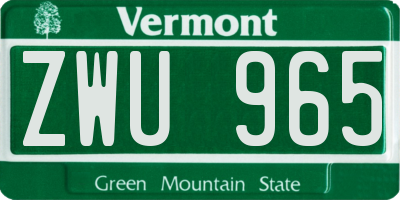 VT license plate ZWU965