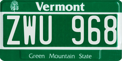 VT license plate ZWU968
