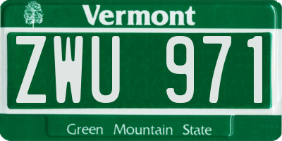 VT license plate ZWU971
