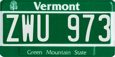 VT license plate ZWU973