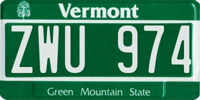 VT license plate ZWU974
