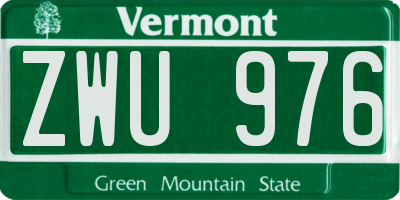 VT license plate ZWU976