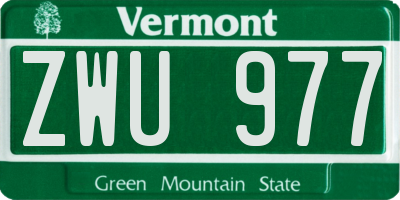 VT license plate ZWU977