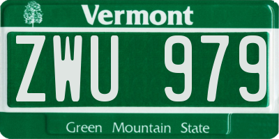VT license plate ZWU979