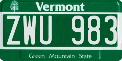 VT license plate ZWU983