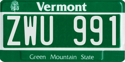 VT license plate ZWU991