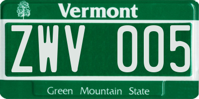VT license plate ZWV005