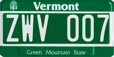 VT license plate ZWV007
