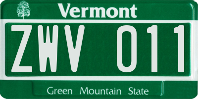 VT license plate ZWV011