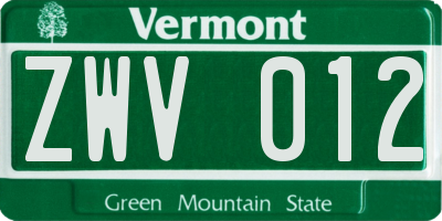VT license plate ZWV012