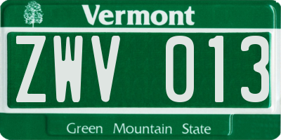 VT license plate ZWV013
