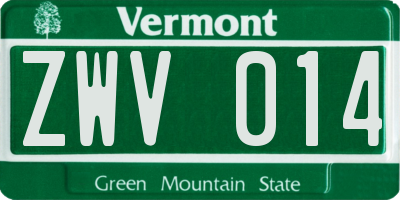 VT license plate ZWV014