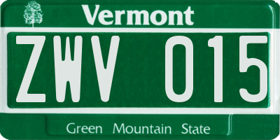 VT license plate ZWV015