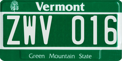 VT license plate ZWV016