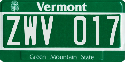 VT license plate ZWV017