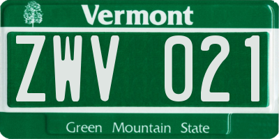 VT license plate ZWV021