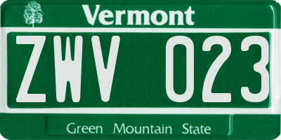 VT license plate ZWV023