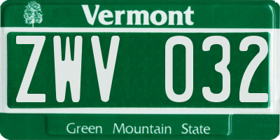 VT license plate ZWV032