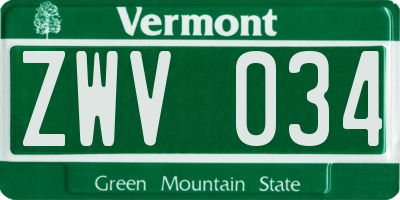 VT license plate ZWV034