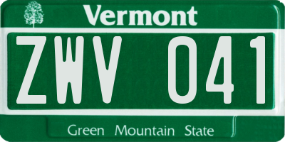VT license plate ZWV041