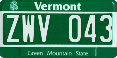VT license plate ZWV043
