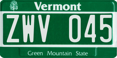 VT license plate ZWV045