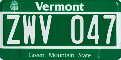 VT license plate ZWV047