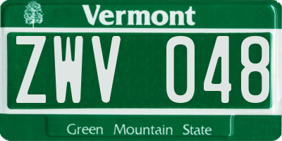 VT license plate ZWV048