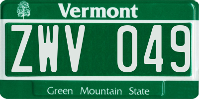 VT license plate ZWV049