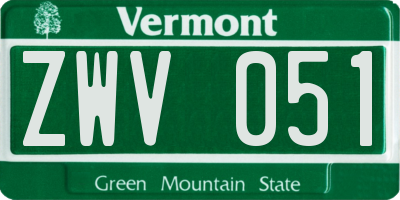 VT license plate ZWV051