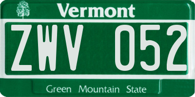 VT license plate ZWV052