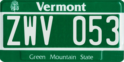 VT license plate ZWV053