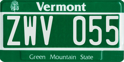 VT license plate ZWV055