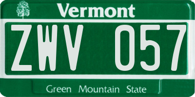 VT license plate ZWV057