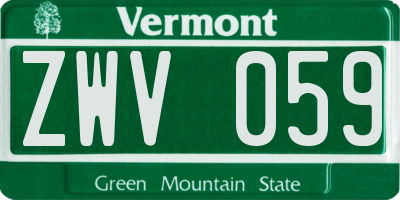 VT license plate ZWV059