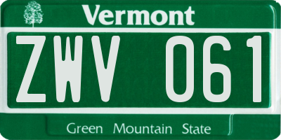 VT license plate ZWV061