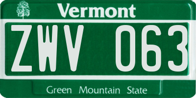 VT license plate ZWV063