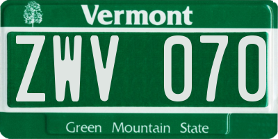VT license plate ZWV070