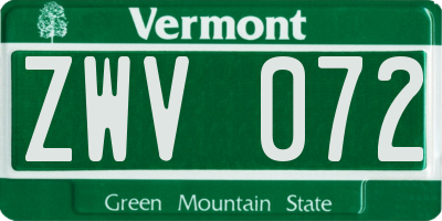 VT license plate ZWV072