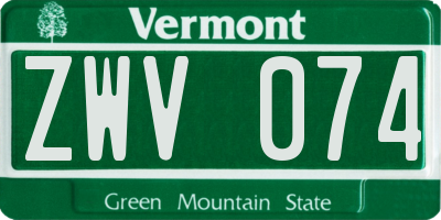 VT license plate ZWV074